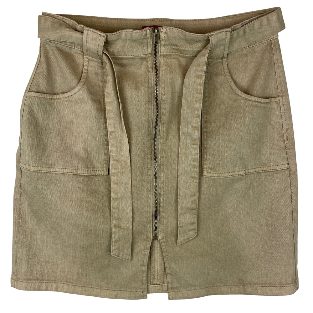 Saks Fifth Avenue Tan Belted Utility Zip Front Mini Skirt Women's Size 27